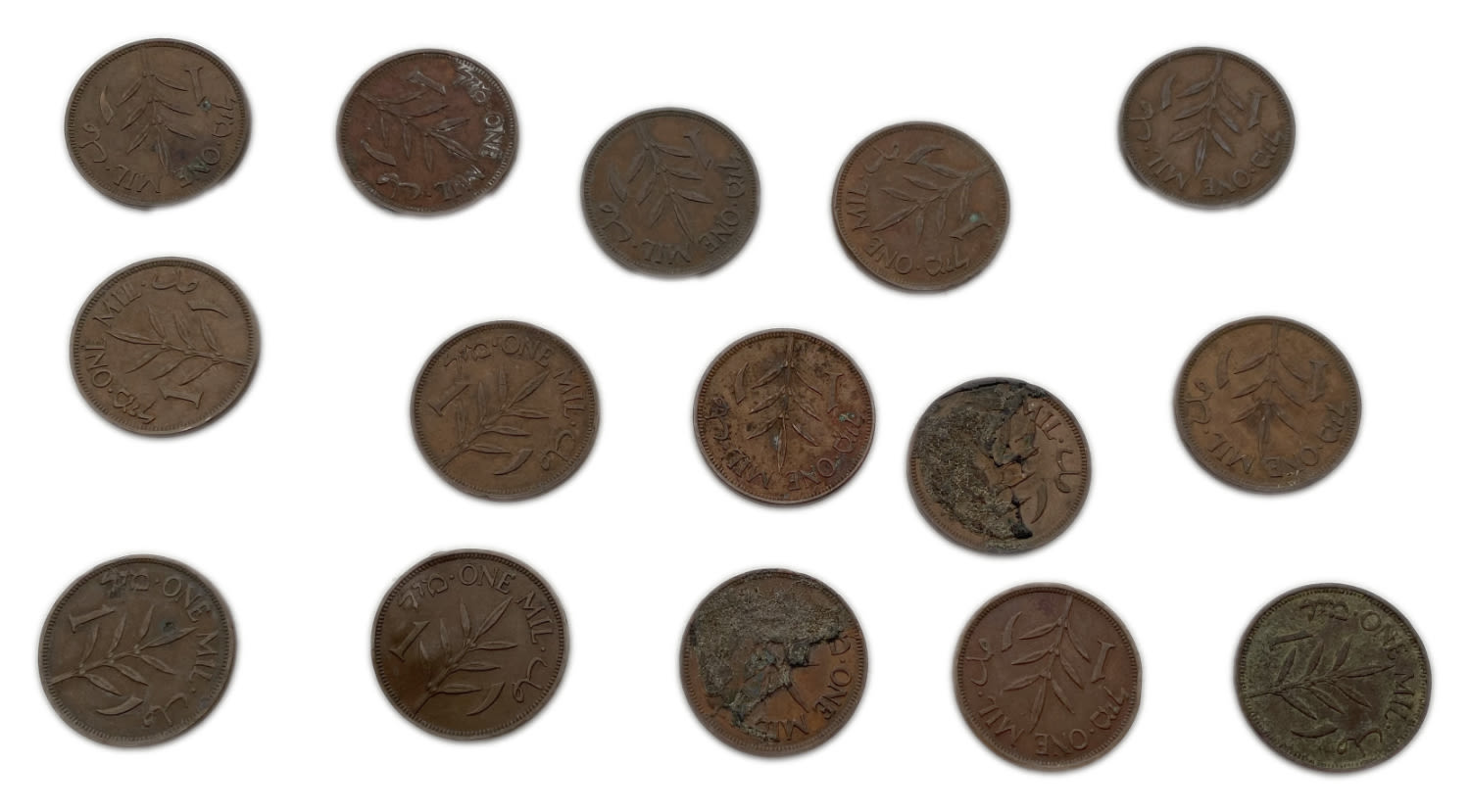 Palestine - a group of 46 coins 1 and 2 mil, different years - F-VF
MIL, was the Hebrew name of the ... - 1 4