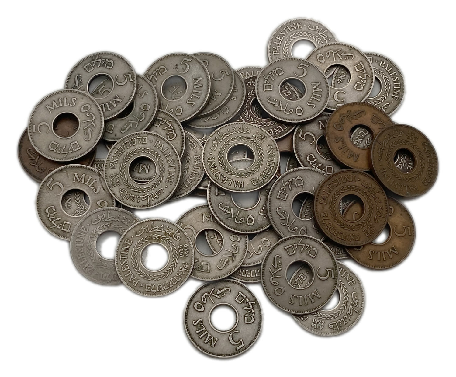 Palestine - Lot of 40 coins 5 mil, different years - F-VF
From them:
3 coins 1934
3 coins ... - 1 0