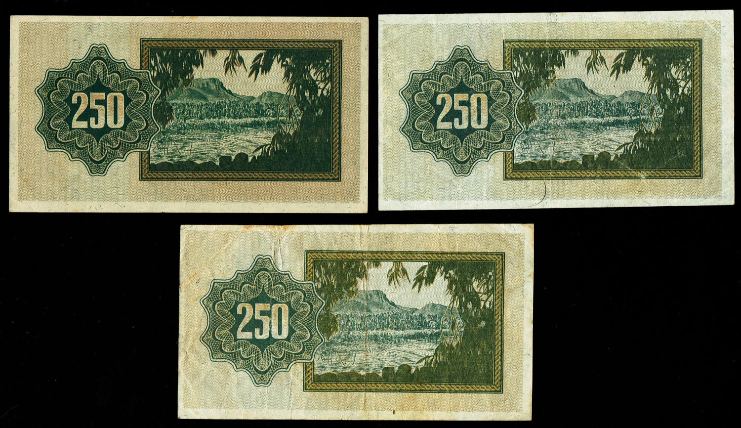 Israel - Set of 3 banknotes 250 Prutah 1952 - VF-XF - Prefix B, C
In 1952 it was decided to issue, in ... - 1 1