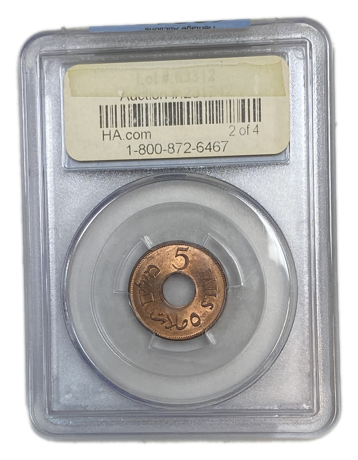 Palestine - 5 Mils 1942 Copper - PCGS 64 RD
MIL, was the Hebrew name of the coin that was legal in ... - 1 3