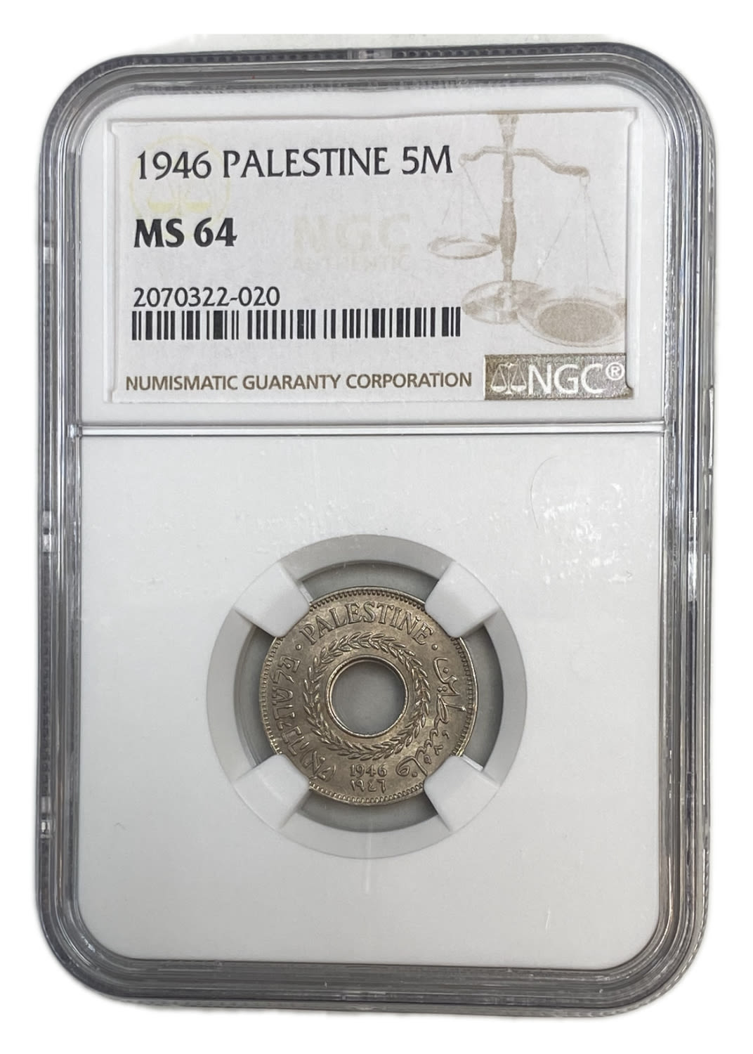 Palestine - 5 Mils 1946 - NGC 64 - UNC
MIL, was the Hebrew name of the coin that was legal in Israel ... - 1 2
