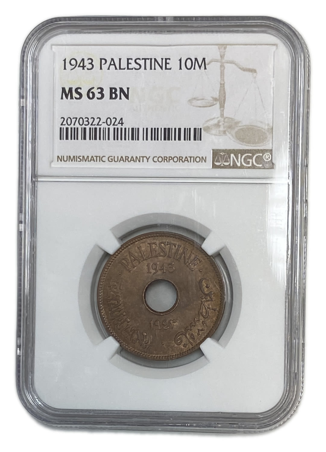 Palestine - 10 Mils 1943 - NGC MS 63 BN
MIL, was the Hebrew name of the coin that was legal in Israel ... - 1 2