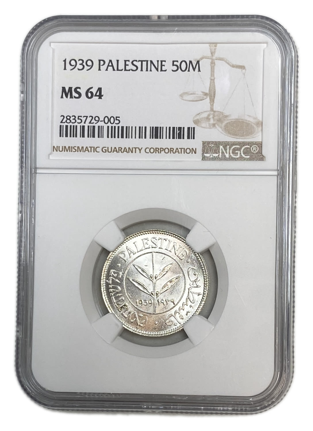 Palestine - 50 Mils 1939 - NGC MS 64
Mil was the Hebrew name of the coin that was legal in Israel ... - 1 2