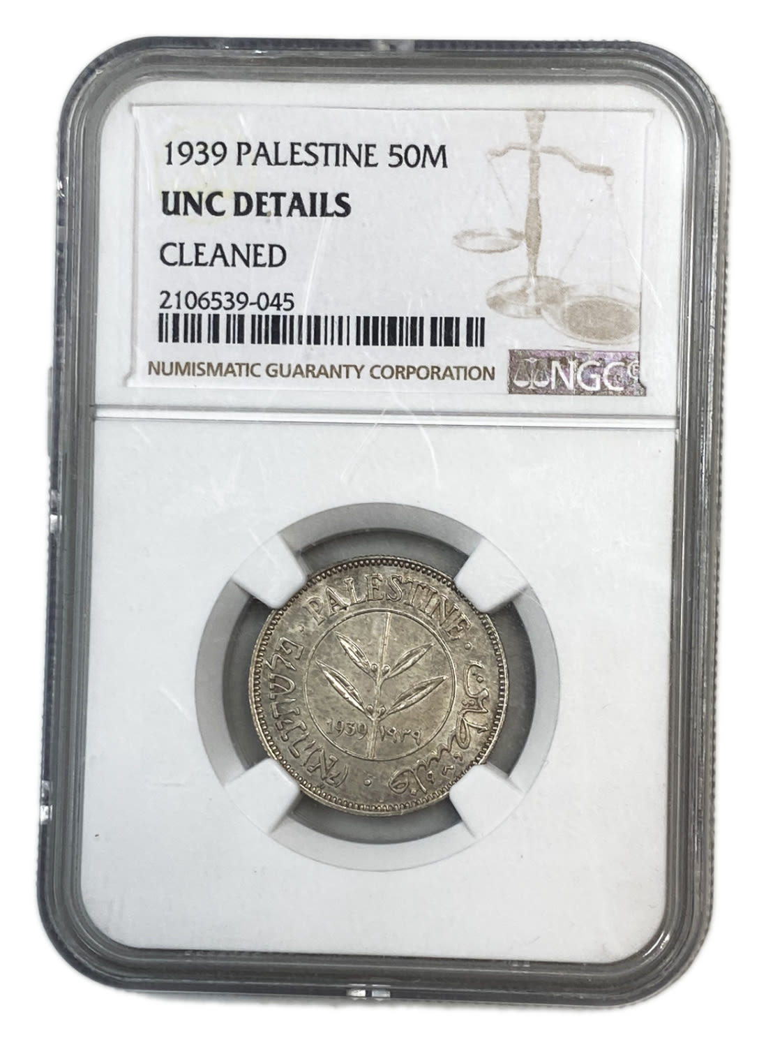 Palestine - 50 Mils 1939 - NGC UNC DETAILS
Mil was the Hebrew name of the coin that was legal in ... - 1 2