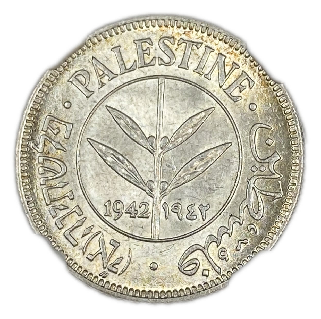 Palestine - 50 Mils 1942 - NGC MS 63+
Mil was the Hebrew name of the coin that was legal in Israel ... - 1 0