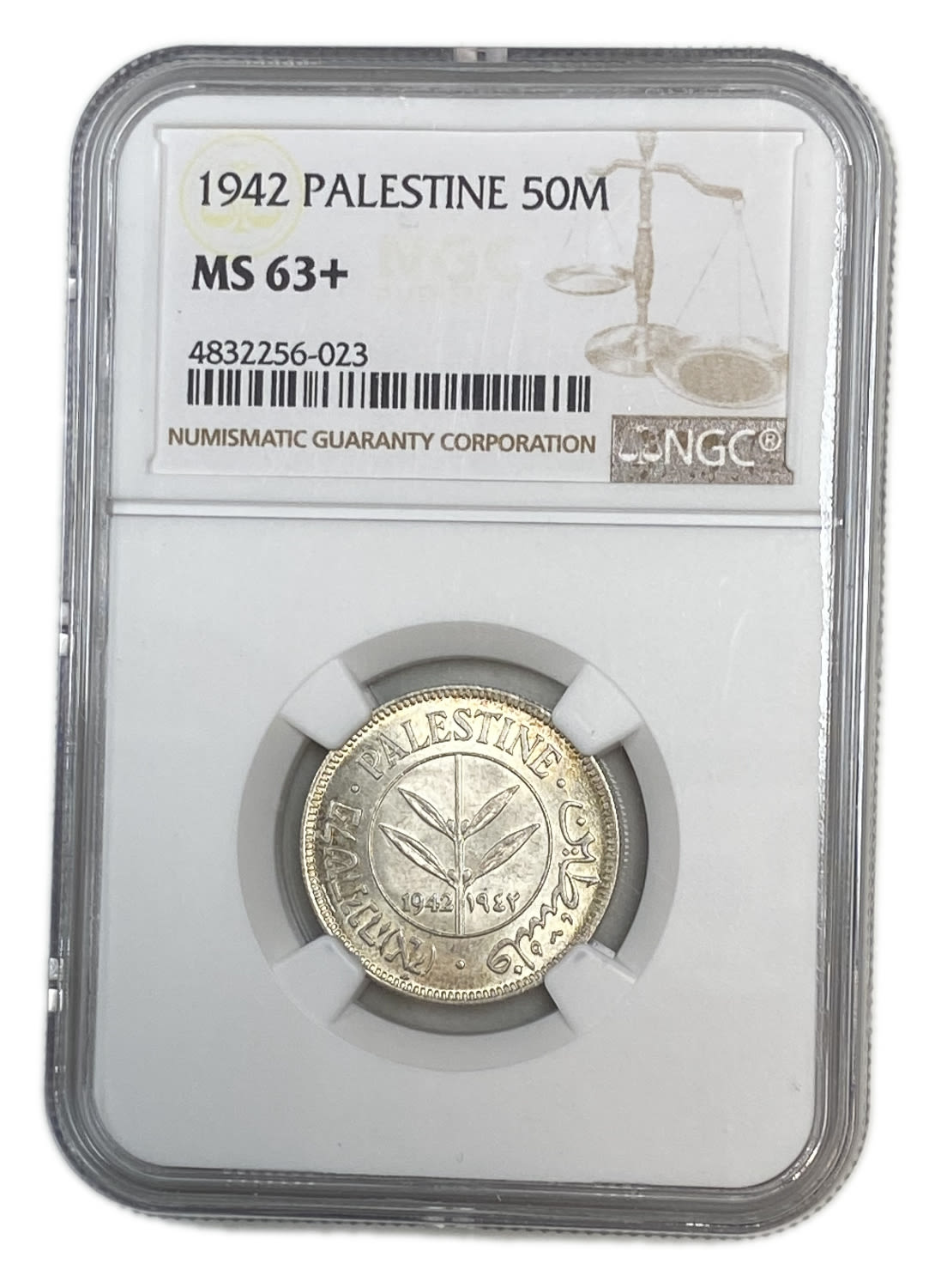 Palestine - 50 Mils 1942 - NGC MS 63+
Mil was the Hebrew name of the coin that was legal in Israel ... - 1 2