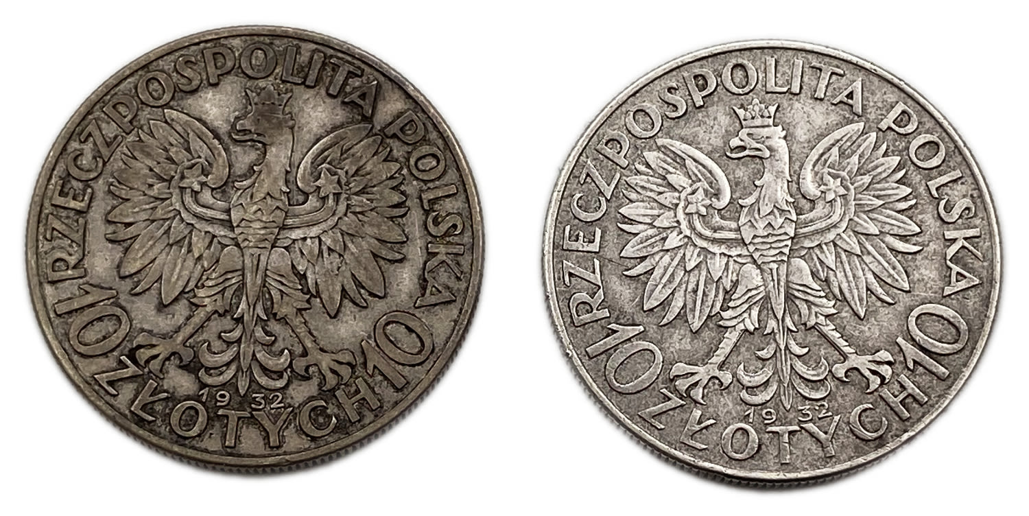 Poland - A pair of 10 zloty coins 1732 - VF-XF - silver, total weight 43.8g - 1 0