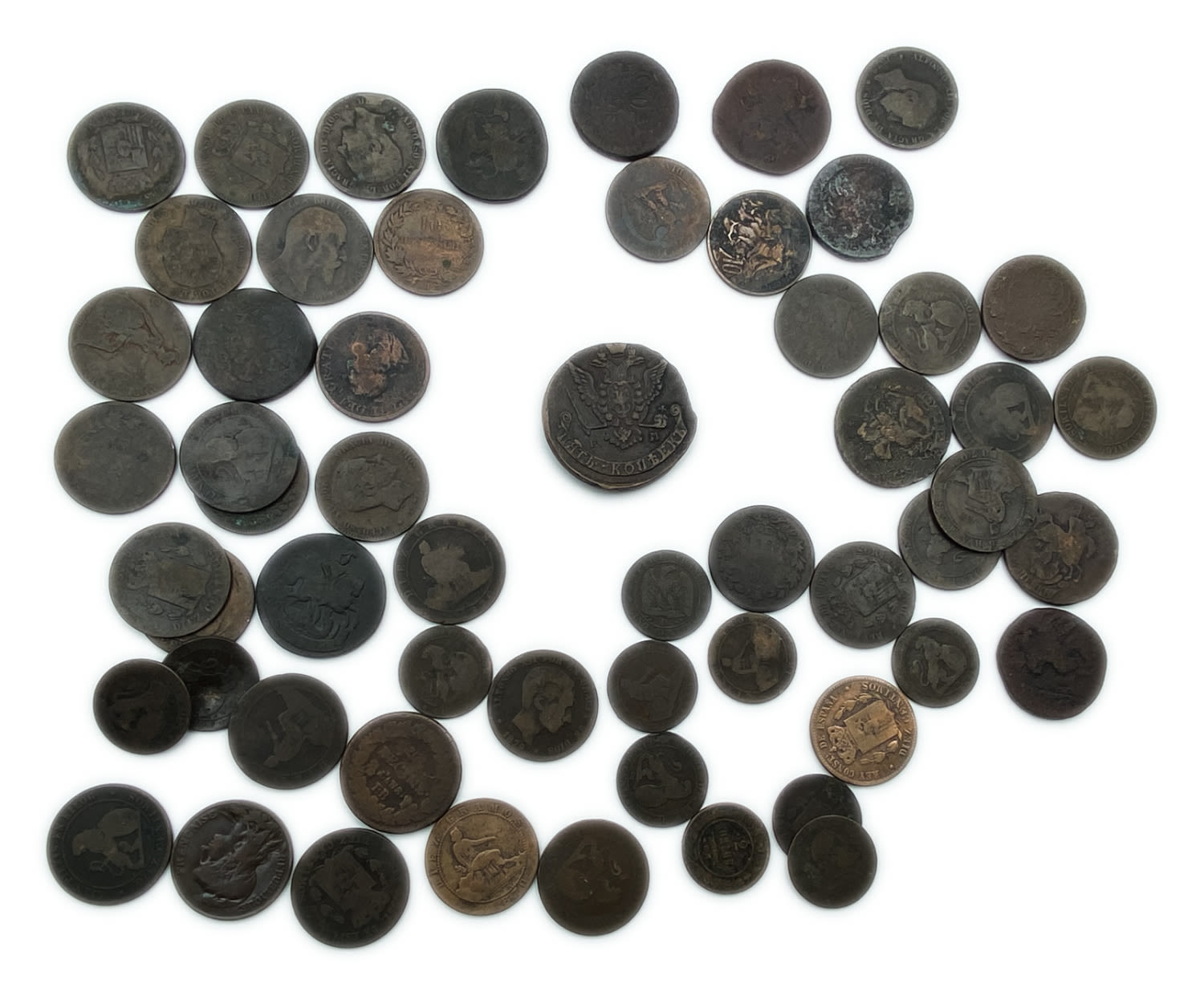 Russia - a collection of 56 coins, values and different years - 1700's, 1800's - 1 1