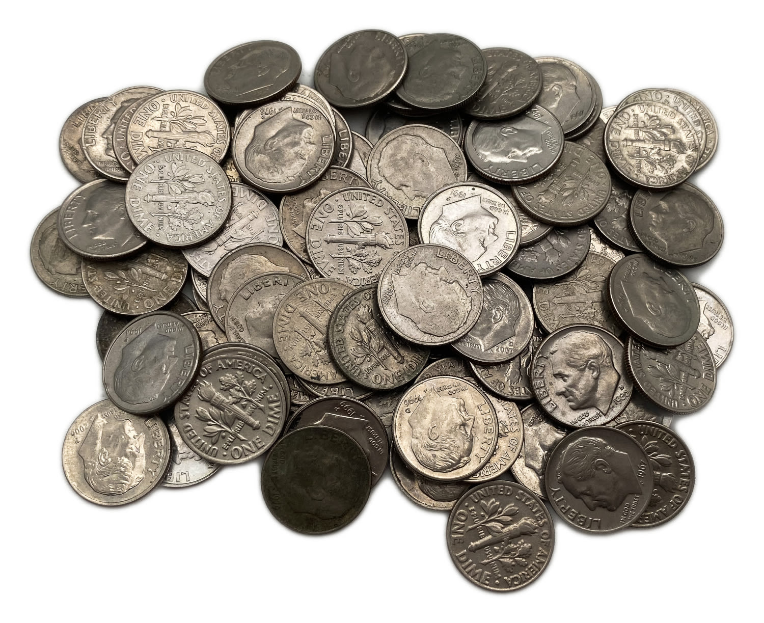 USA - Group of 100 10 cent coins - various years, various conditions - 1 1