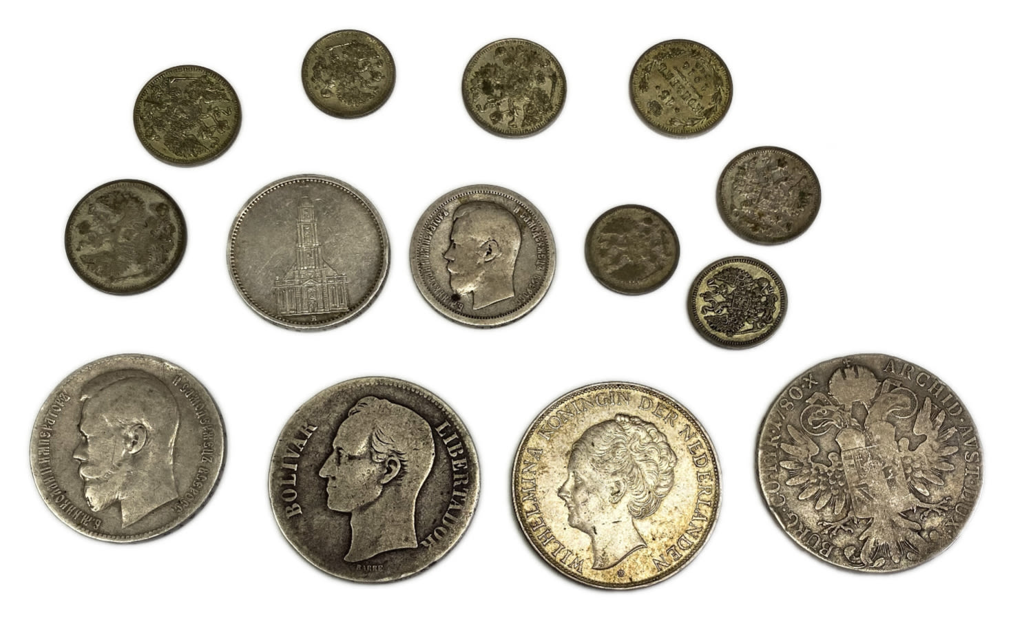 Russia / Europe - 18 silver coins, different years, different conditions - total weight 170g - 1 1
