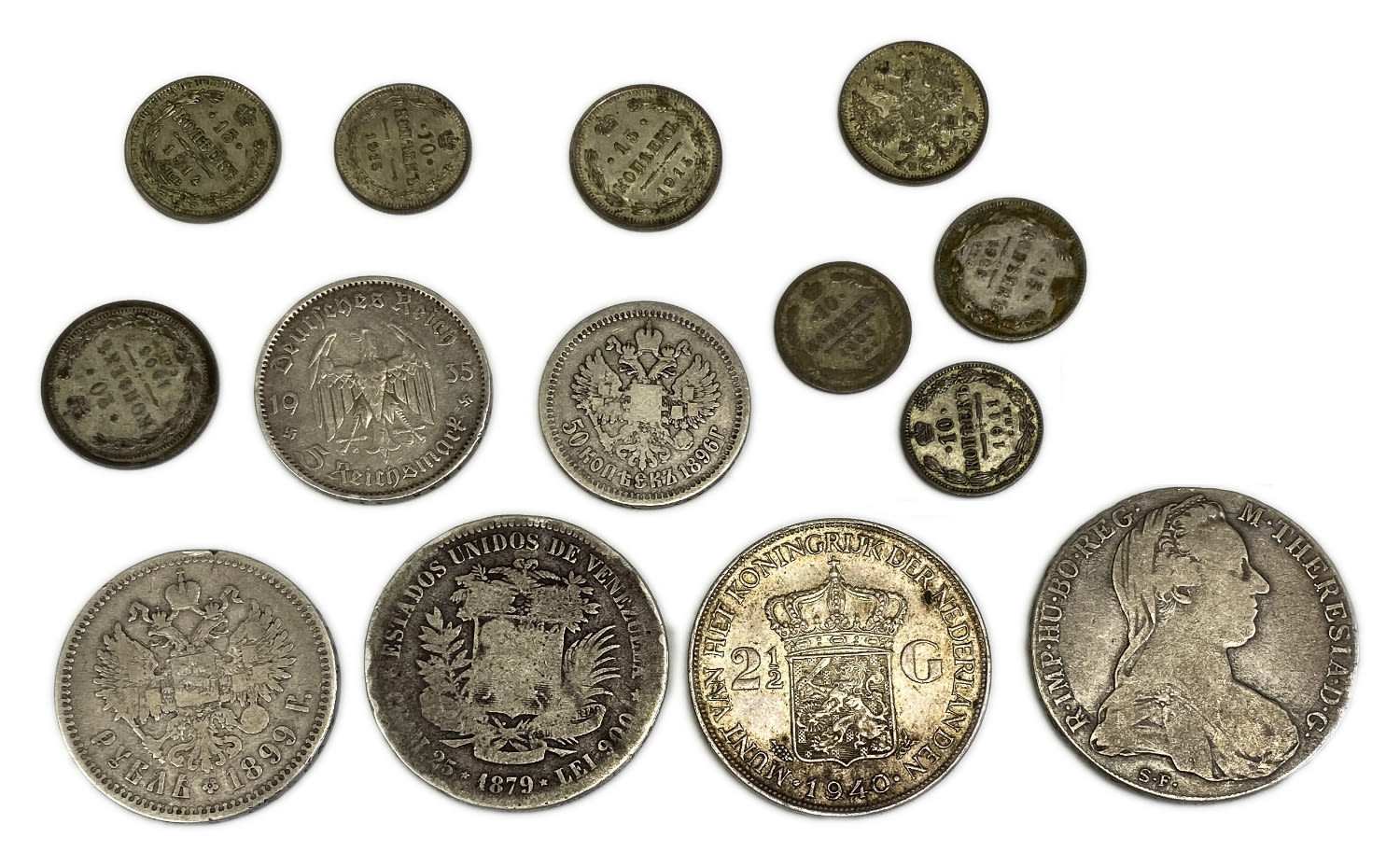 Russia / Europe - 18 silver coins, different years, different conditions - total weight 170g - 1 0