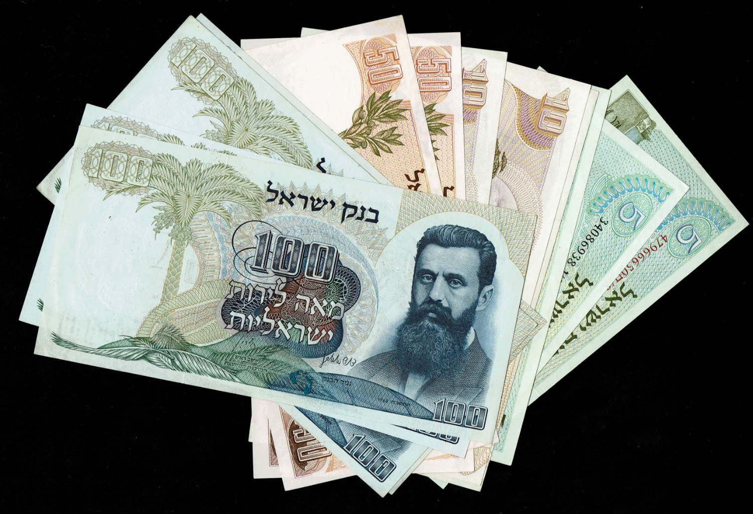 Israel - 5, 10, 50, 100 Lirot 1968 - Lot of 12 Banknotes from the Personal series - XF-UNC
The ... - 1 0