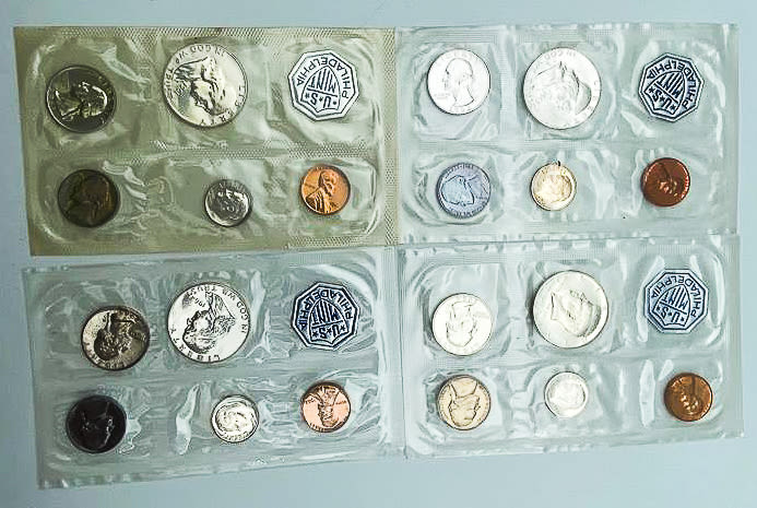 USA - 4 sets of coins - from the years 1961, 1962, 1964, 1965 - UNC conditions - 1 1