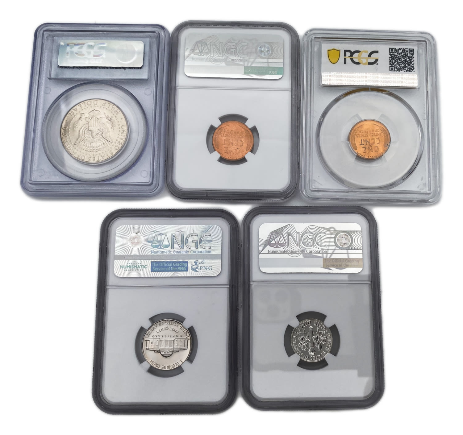 USA - a group of 5 ranked currencies
1 cent 1930 - PCGS 65 RD
1 cent 1950 ... - 1 1