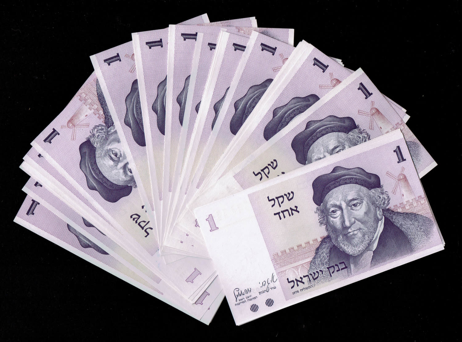 Israel - group of 88 Banknotes, 11 units of 10 Lirot 1973, 32 units of 1 Sheqel 1978, 46 units of 50 Sheqalim ... - 1 1