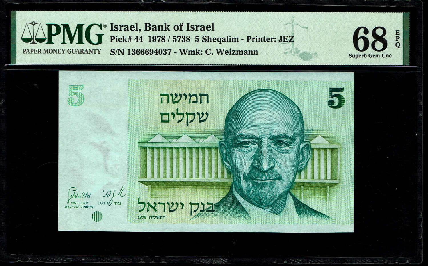 Israel - 5 Sheqalim 1978 - PMG 68 EPQ
The shekel series replaced the Israeli pound and includes nine ... - 1 0