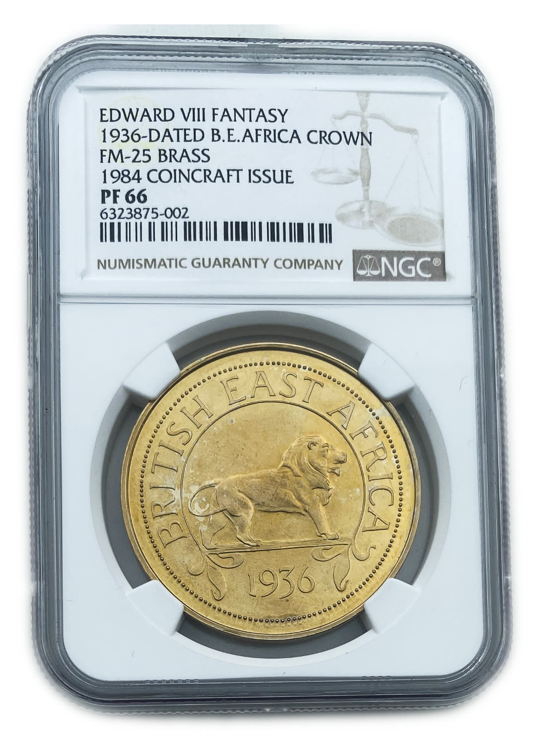 England (South Africa) - Edward VIII Brass Fantasy Crown Coin 1984 - PR66 Cameo, KM-XM2a, FM-2B - 1 2