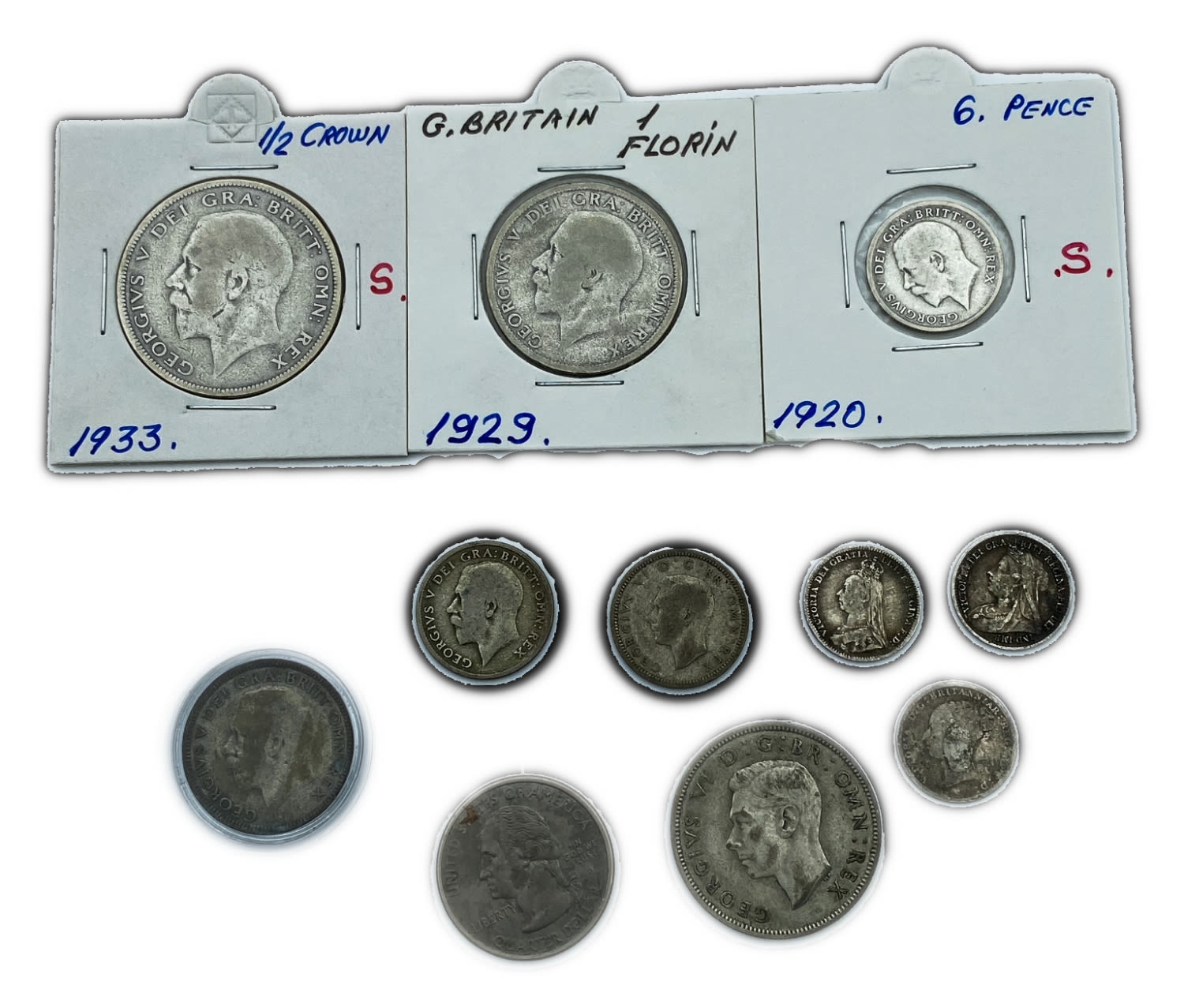 England - 11 silver coins - various years - F-VF - 1 0