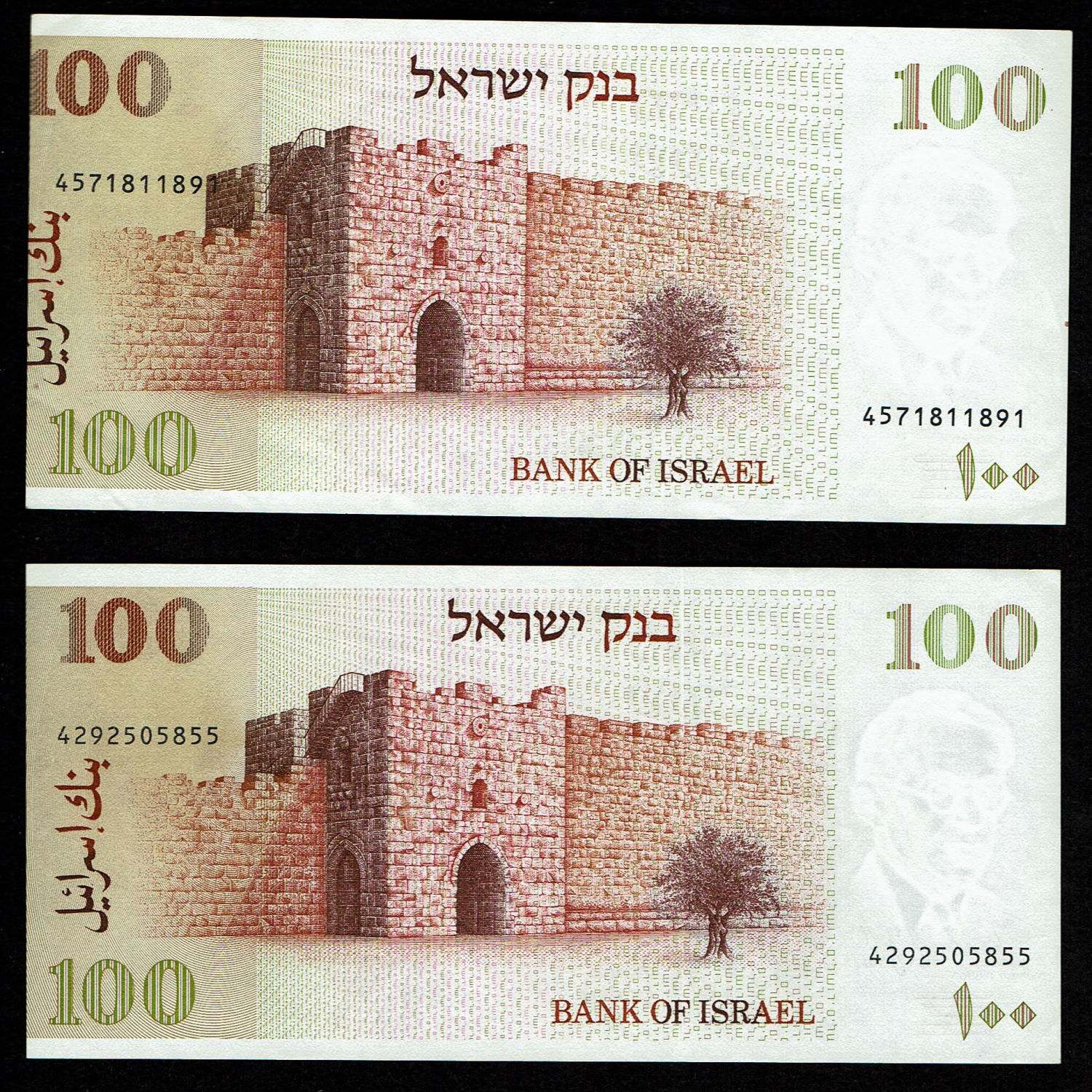 Israel - 100 Shekels 1979 - Printing error, The script in the back of the note is Off-Center - XF
The ... - 1 0