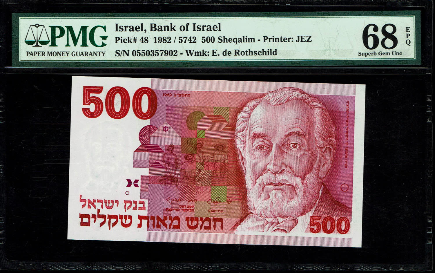 Israel - 500 Sheqalim 1982 - PMG 68 EPQ
The shekel series replaced the Israeli pound and includes ... - 1 0