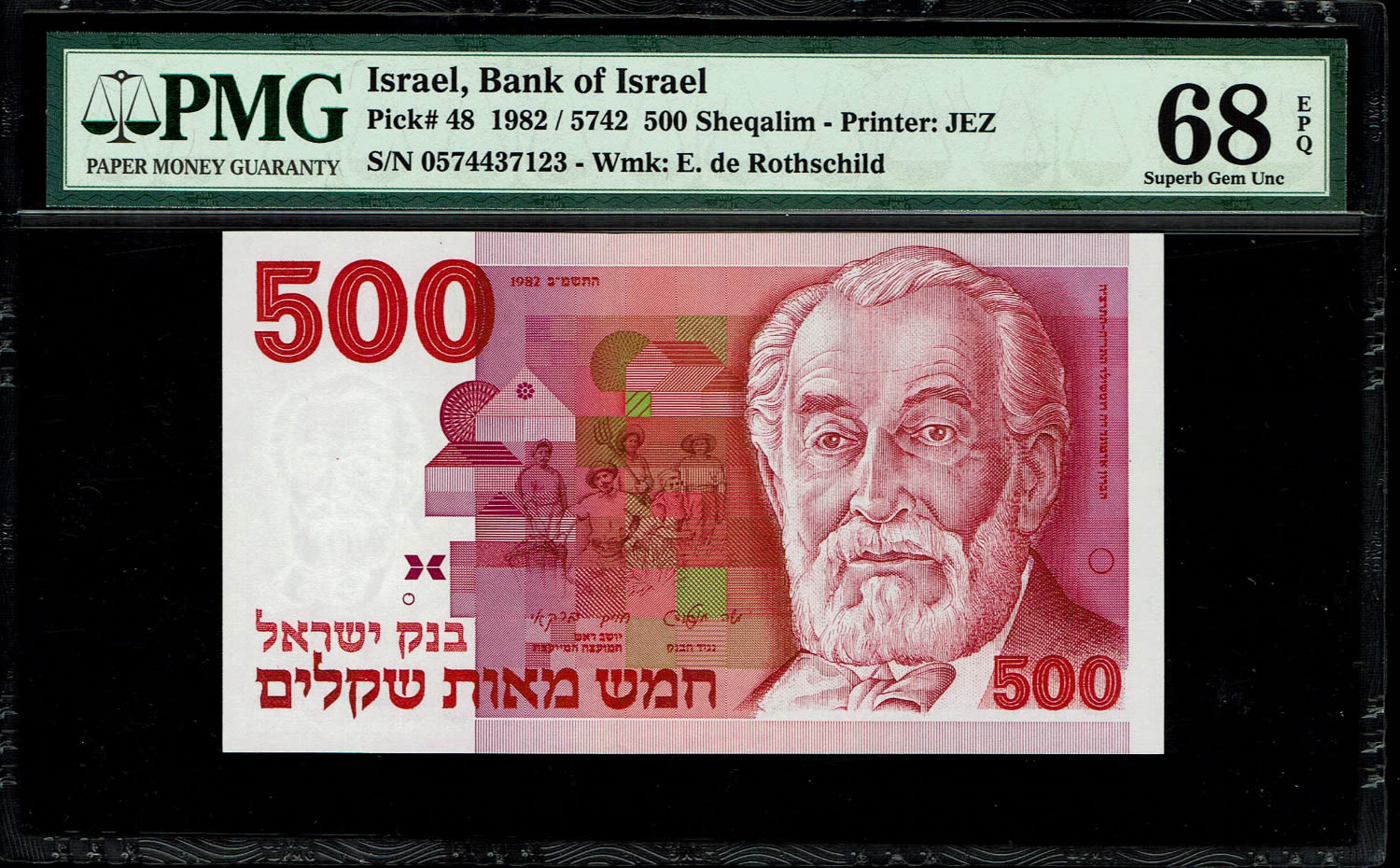 Israel - 500 Sheqalim 1982 - PMG 68 EPQ
The shekel series replaced the Israeli pound and includes ... - 1 0