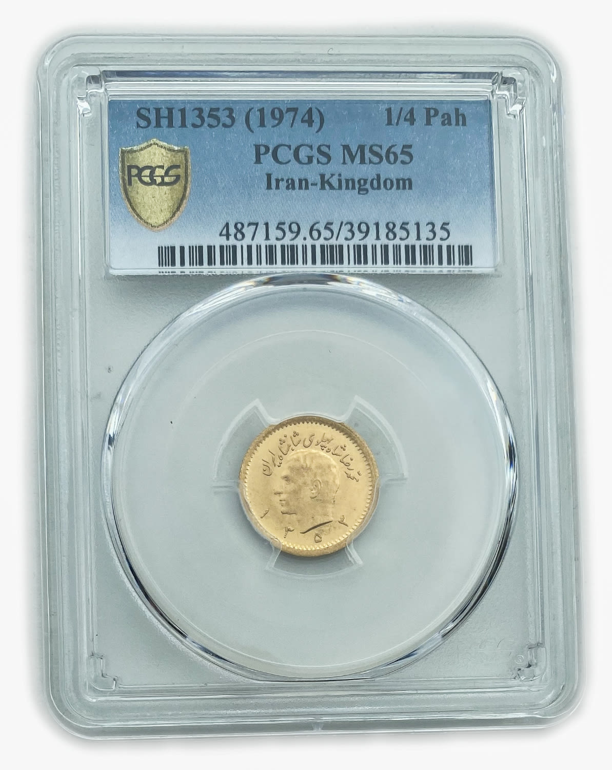 Iran / Paras - 1/4 Pahlavi 1974 (AH 1353) - Mohammad Rezā Pahlavī - Gold 900, 2.03g, 16 mm - PCGS 65
... - 1 2