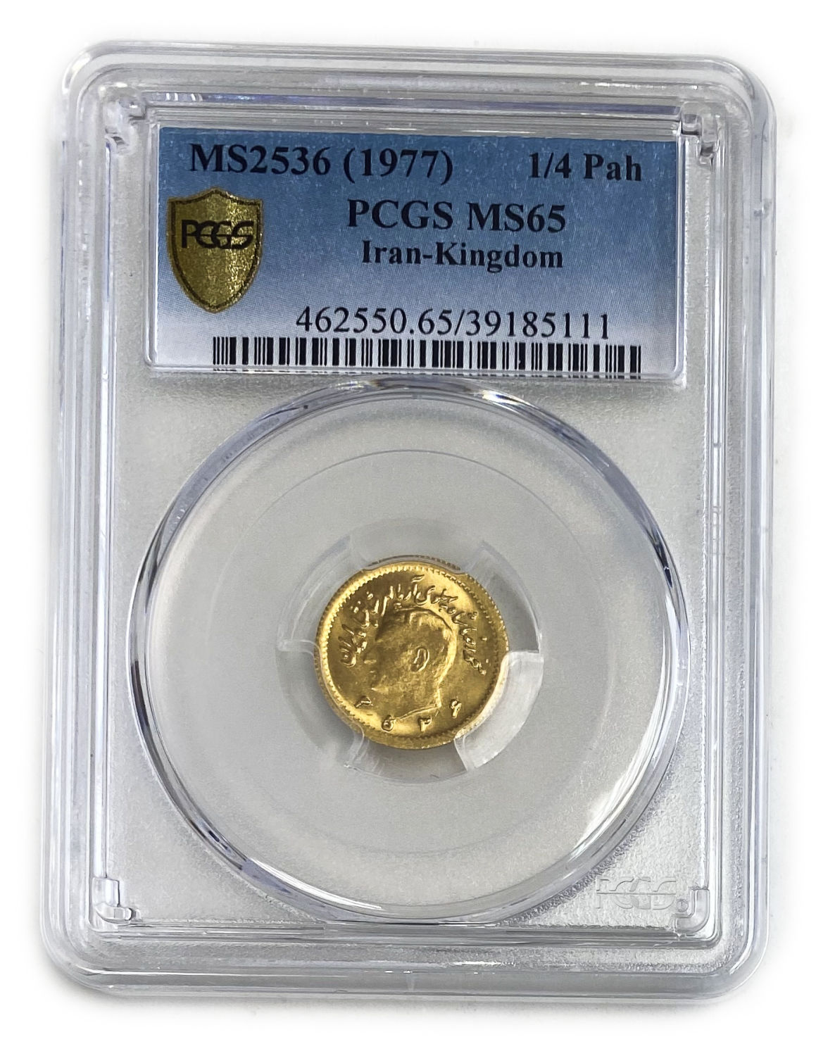 Iran / Paras - 1/4 Pahlavi 1977 (AH 2356) - Mohammad Rezā Pahlavī - Gold 900, 2.03g, 16 mm - PCGS 65
... - 1 2
