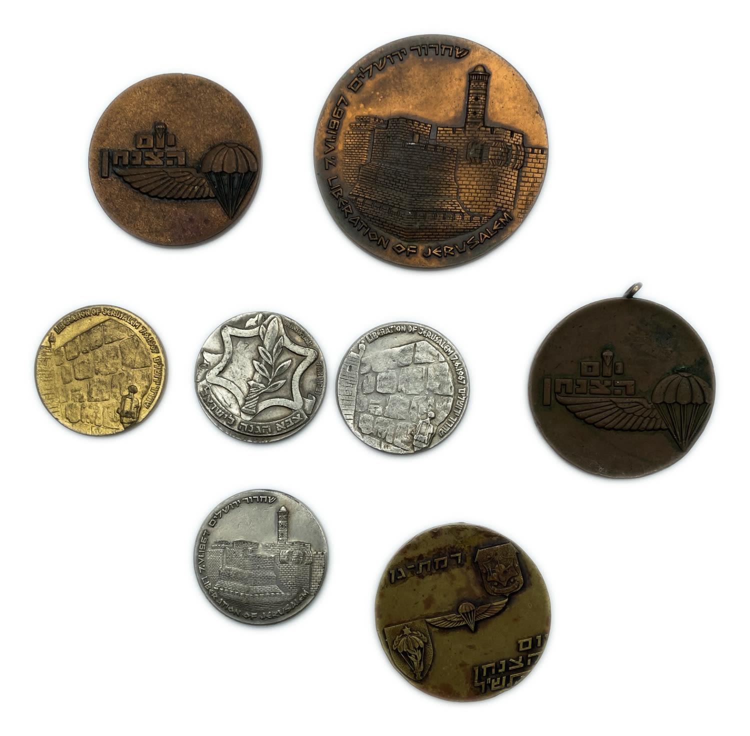 Israel - a collection of 8 private medals on the topic of the Six Day War, Jerusalem and the Paratroopers Brigade - ... - 1 1
