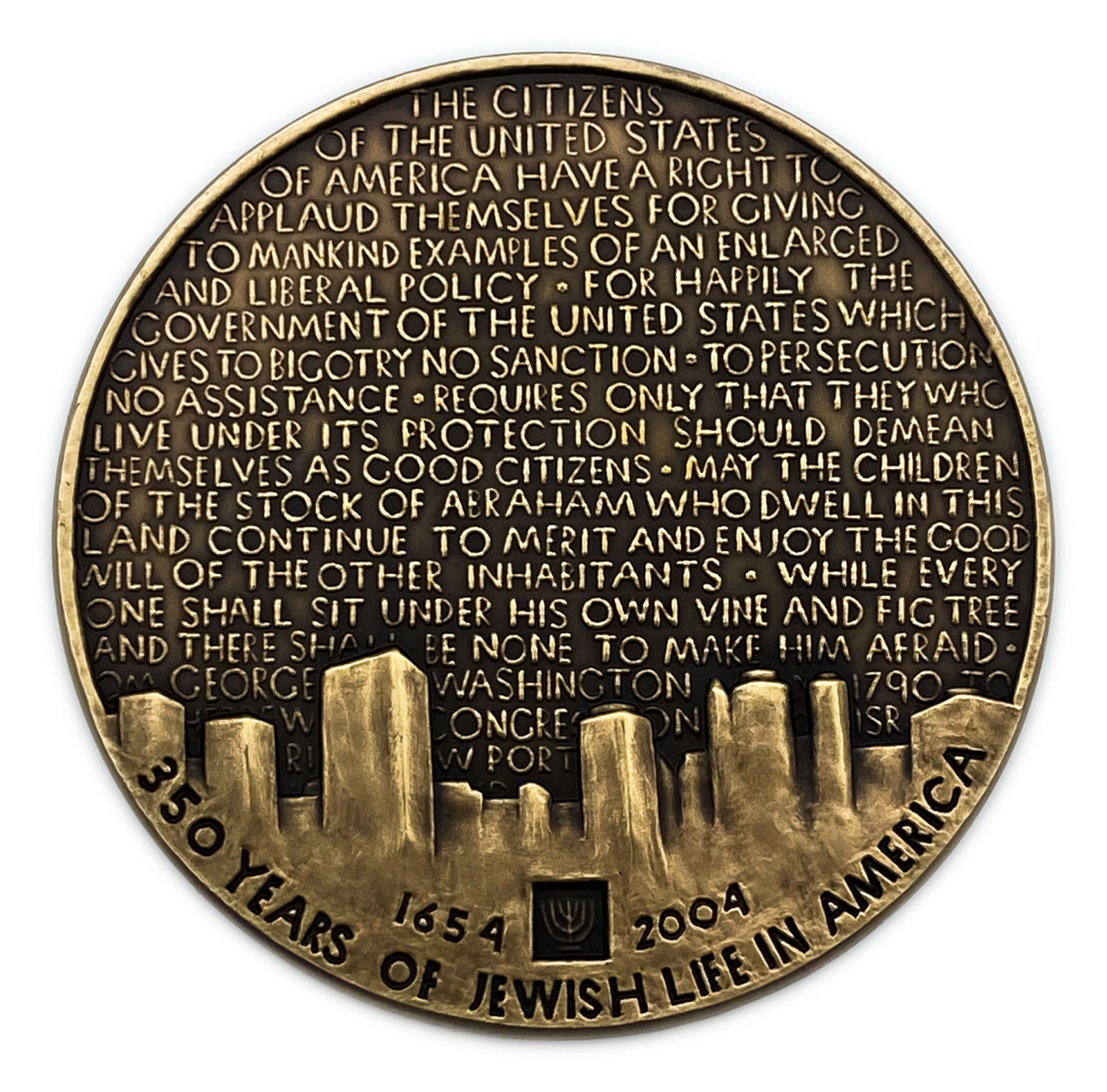 Medal - commemorating 350 years of Jewish settlement in the USA - very impressive with original fabric case - 1 1
