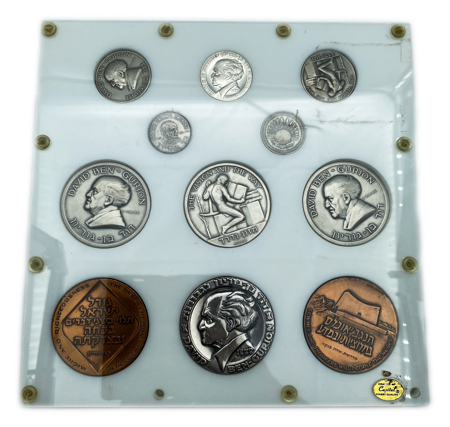 Israel - David Ben-Gurion medals, vision and path - 11 medals on the subject of the first Prime Minister of the ... - 1 0