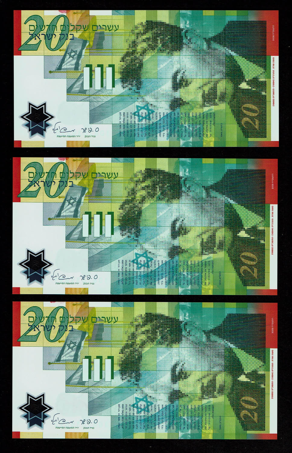Israel - 20 New Shekels 2008 - Printing error, too much ink in the right hand corner - "60 Years commemorative" ... - 1 2