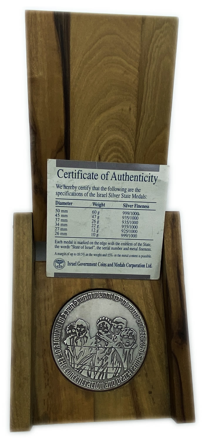 Israel - In memory of the concentration and extermination camps state medal 1992 - silver 999, 60g ... - 1 1