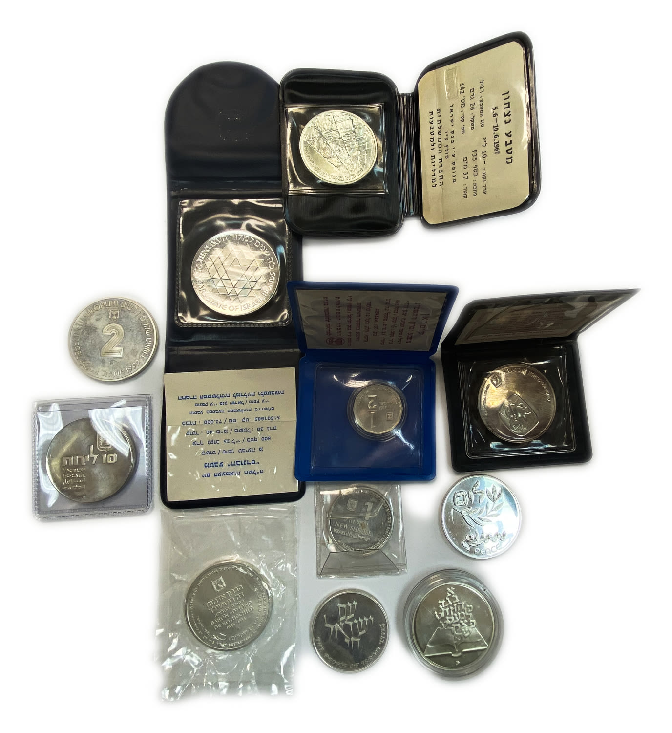 Israel - a collection of 11 coins and silver medals of the Governmental Society for Coins and Medals - some in ... - 1 1