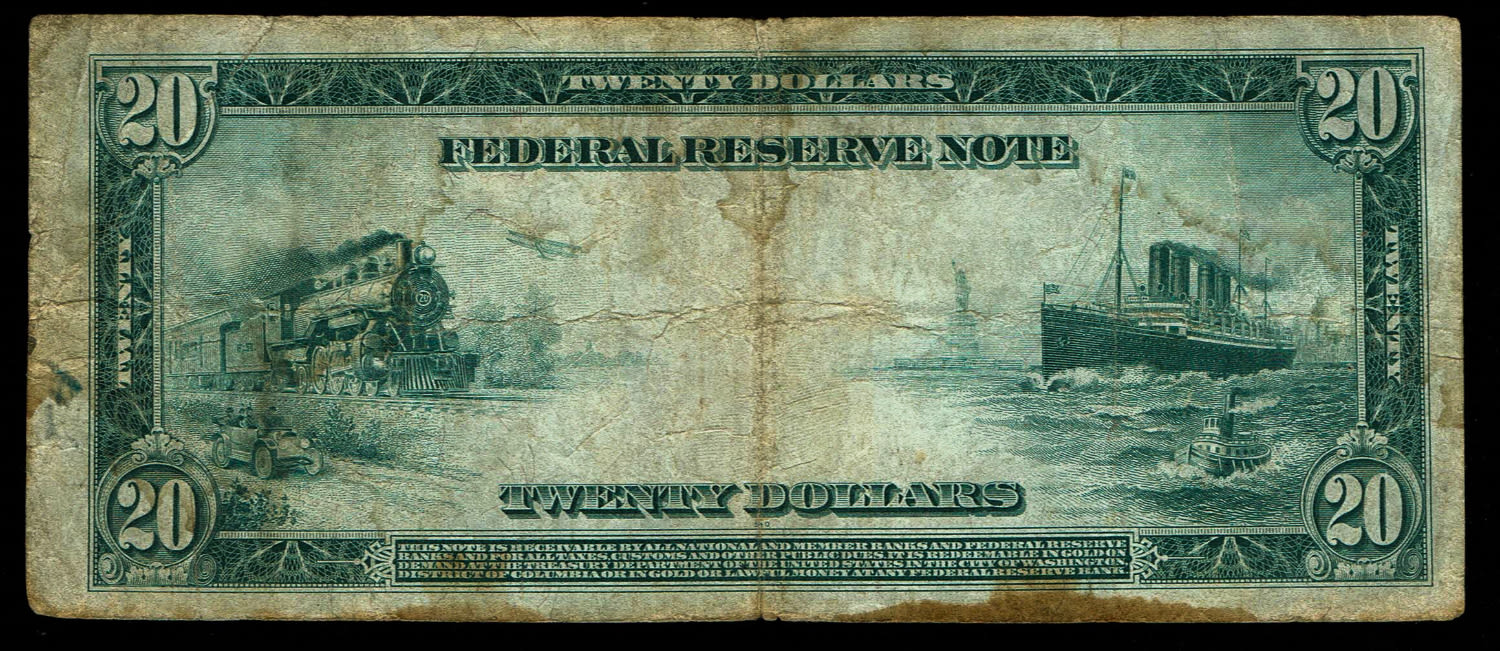 USA - 20 Dollars 1914 - Blue seal - F-VF
The dollar (or US dollar, also known as the US dollar or US ... - 1 1