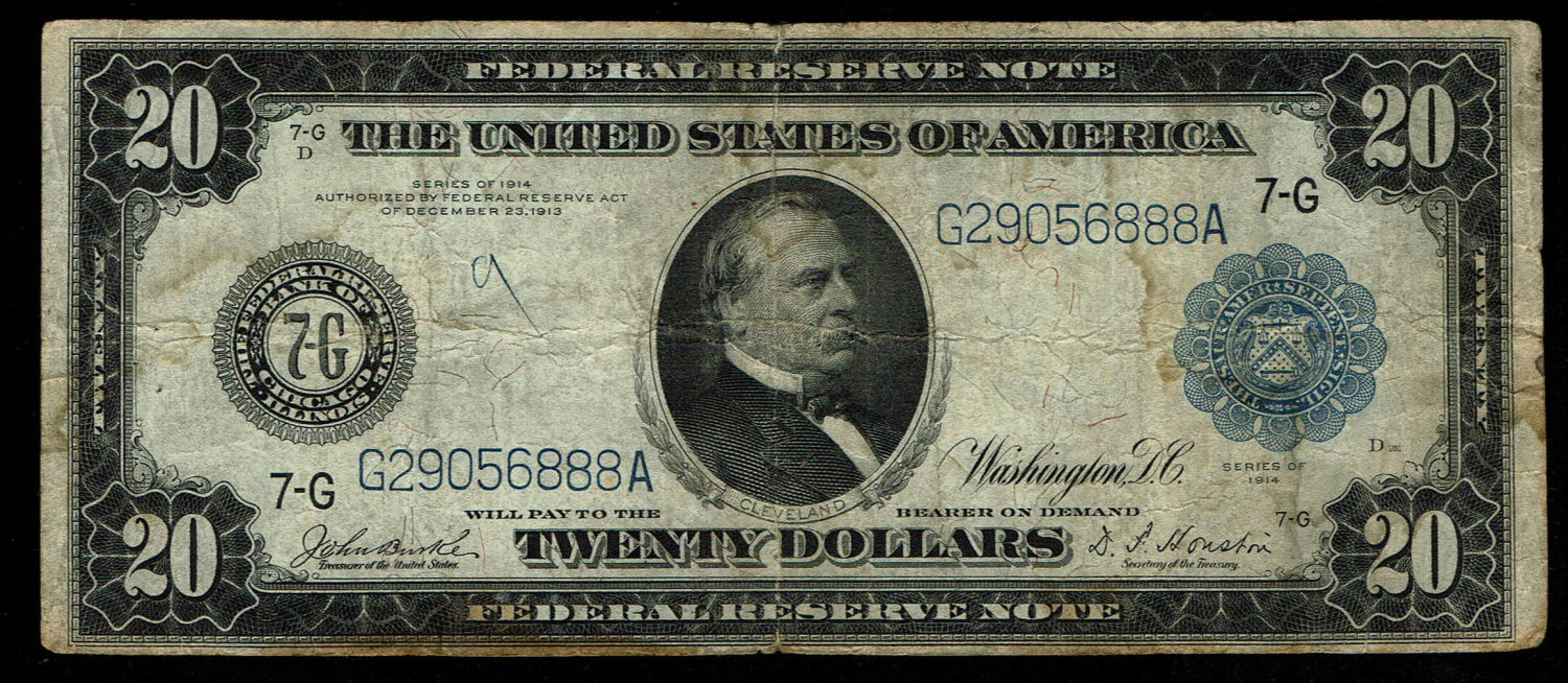 USA - 20 Dollars 1914 - Blue seal - F-VF
The dollar (or US dollar, also known as the US dollar or US ... - 1 0
