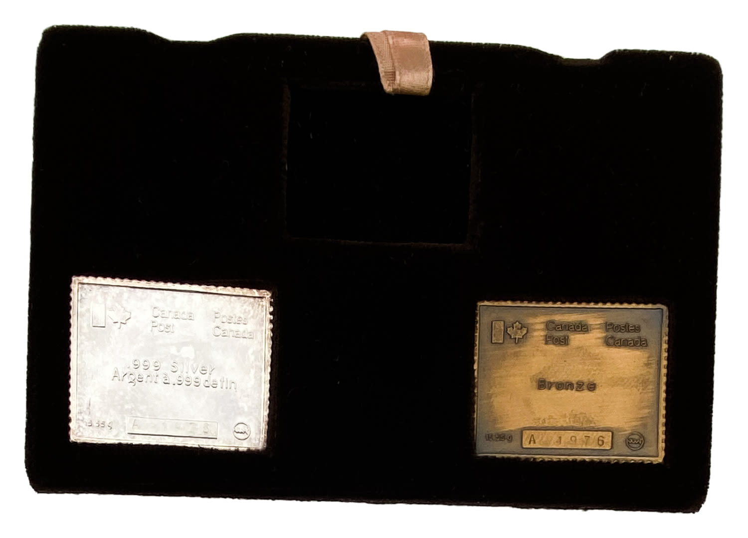 Canada - Stamp replicas made of bronze and silver metals (missing gold) 1976 - commemorating the Olympics data in a ... - 1 1