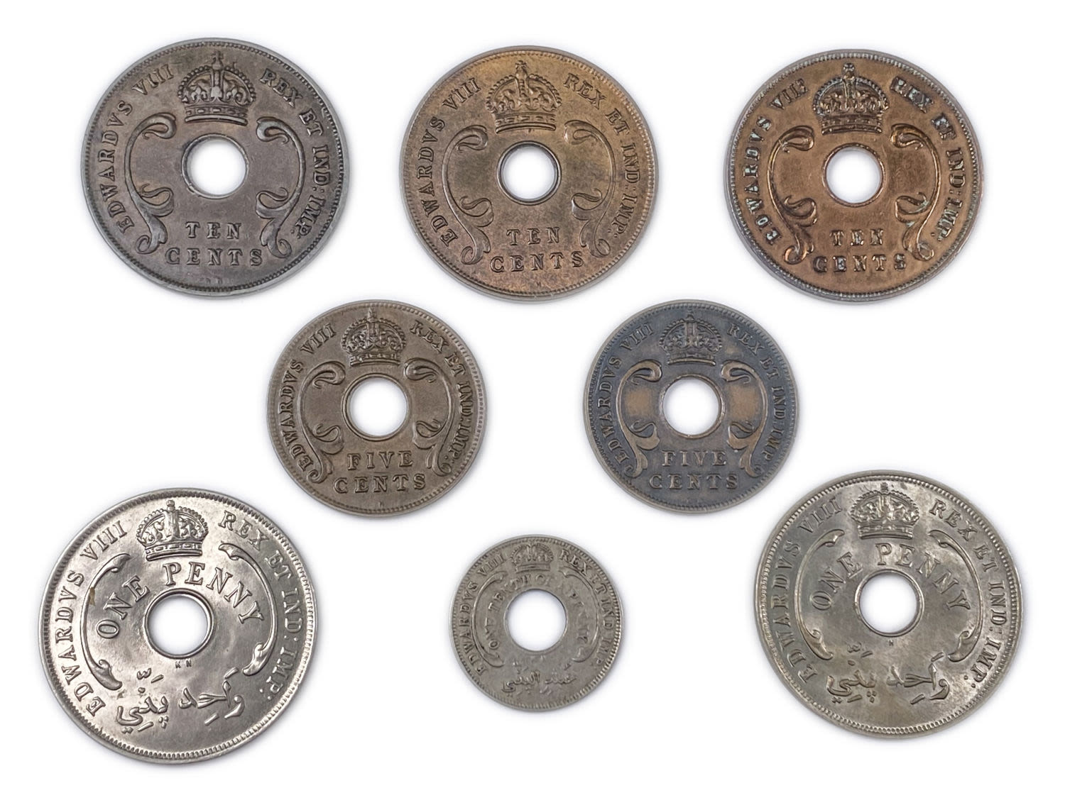 East and West Africa - Lot of 8 coins - years and different Conditions
These are coins from the ... - 1 1