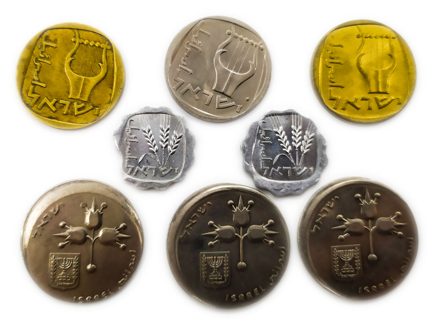 Israel - Lot of 8 Israeli coins - Mint errors - Different values and years
3 coins 1 Lira 1978 - not ... - 1 1