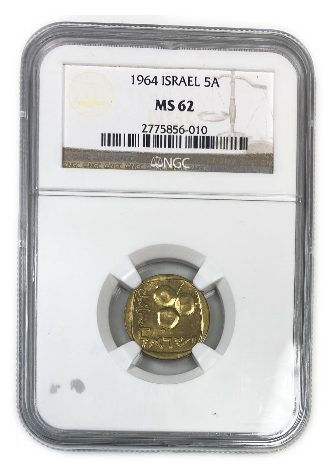 Israel - 5 agorot 1964 - NGC 62
A coin from 1964 with the lowest issue amount of the same value, a ... - 1 2