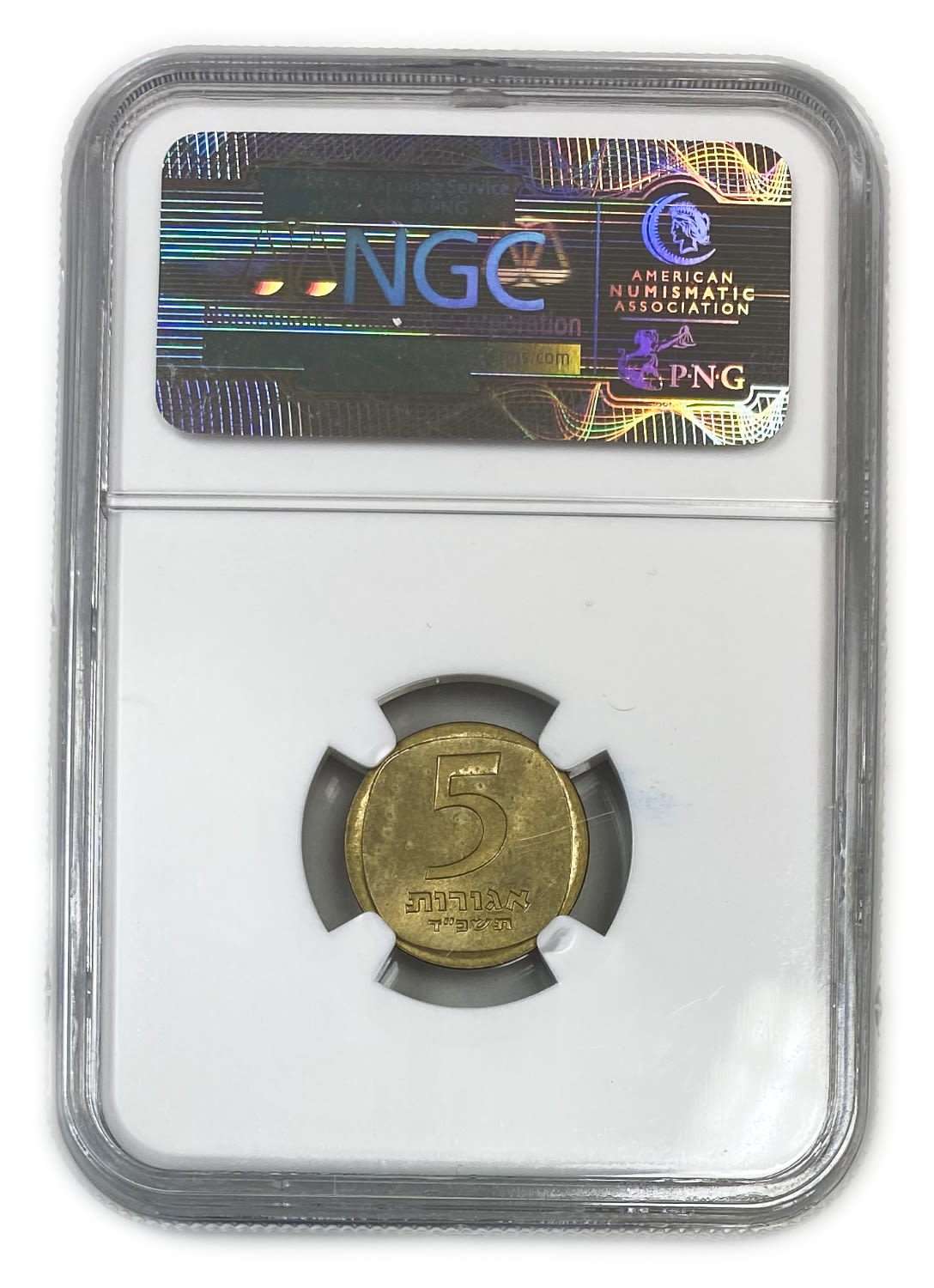 Israel - 5 agorot 1964 - NGC 62
A coin from 1964 with the lowest issue amount of the same value, a ... - 1 3