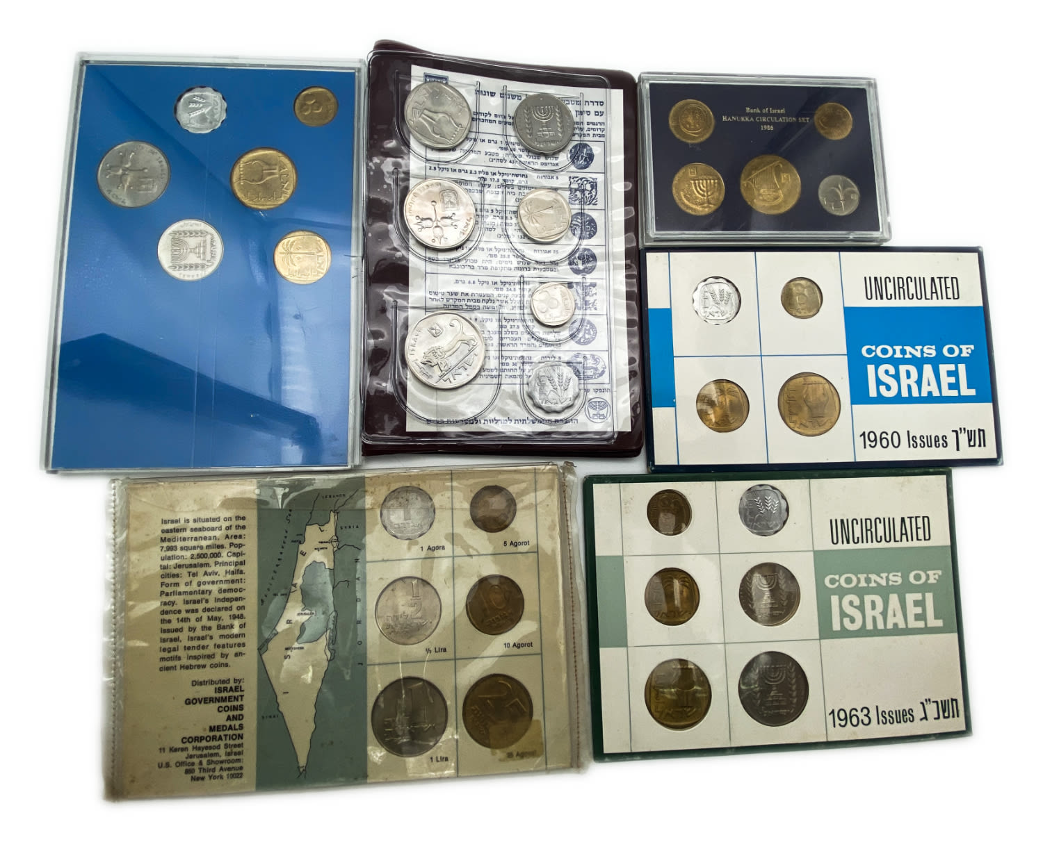 Israel - a group of 6 sets of coins from the period of the Lira and the new shekel - different years, UNC conditions - 1 1