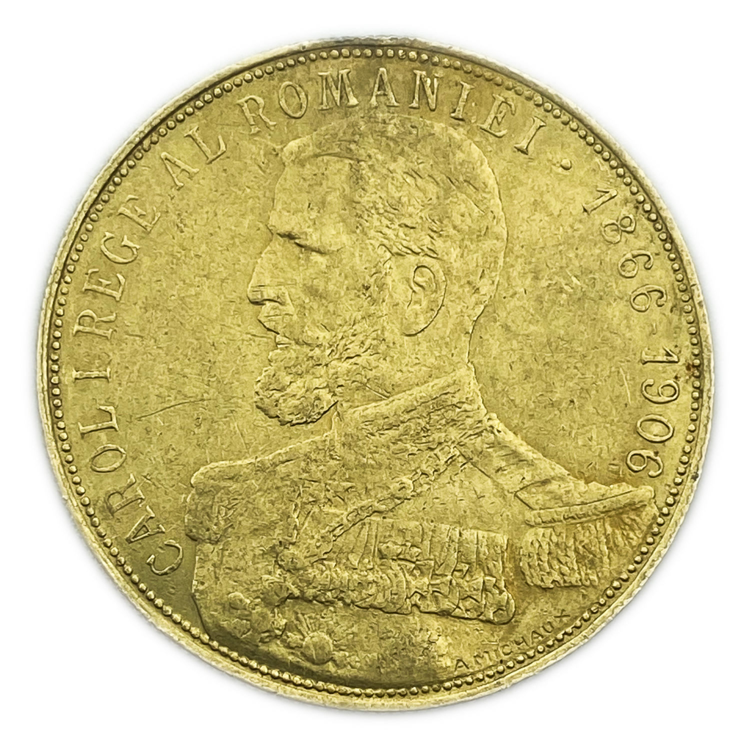 Romania - 25 Lei 1906 - Carol I Reign of Carol I - Rare - gold 900, 8.02g, 30mm
Mintage: 24 ... - 1 0