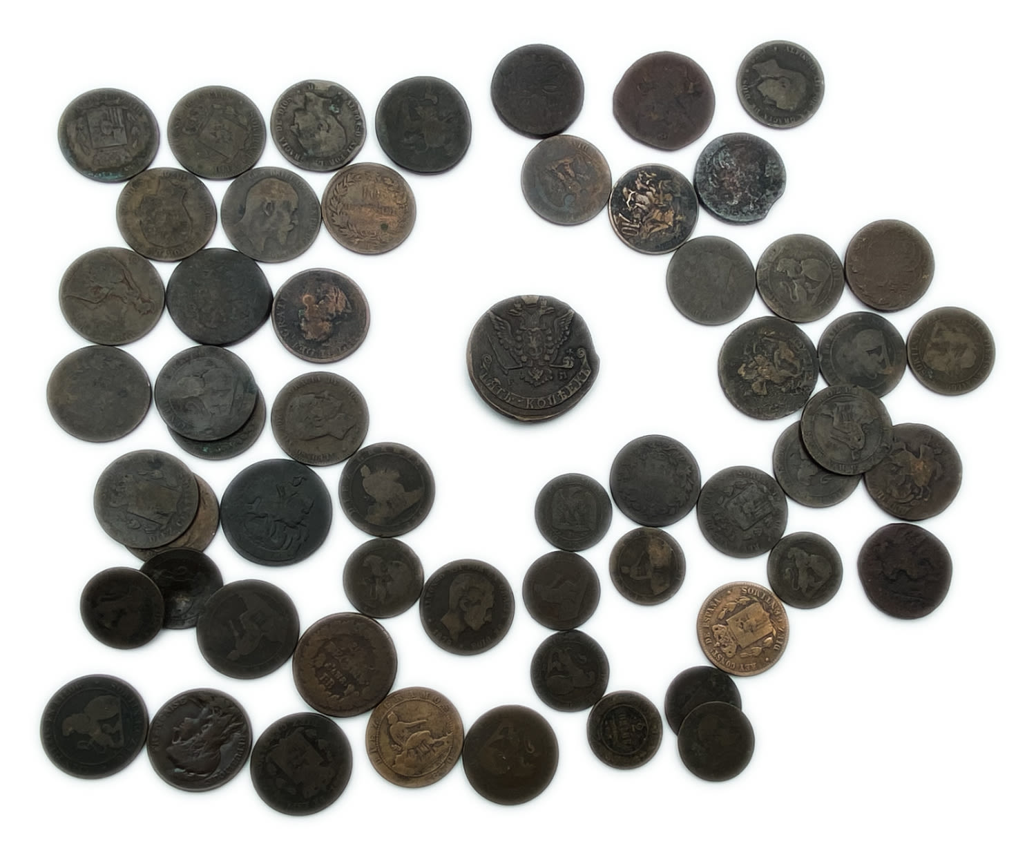 Russia - a collection of 56 coins, values and different years - 1700's, 1800's - 1 1