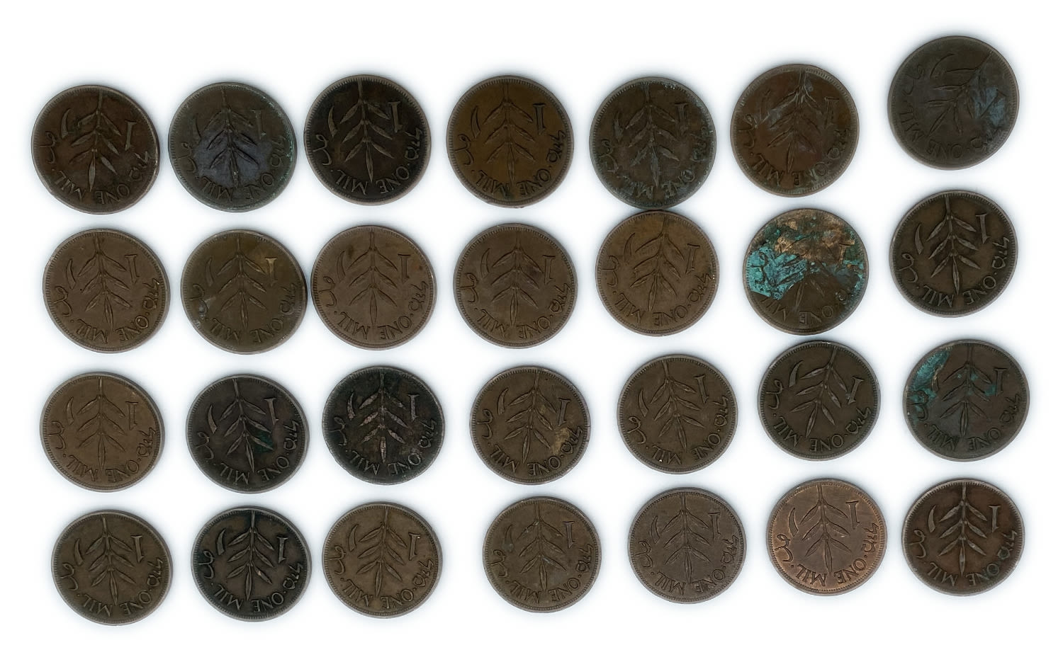 Palestine - Lot of 28 coins of 1 Mils - Diffrent Years - VF
Mil, was the Hebrew name of the coin ... - 1 1