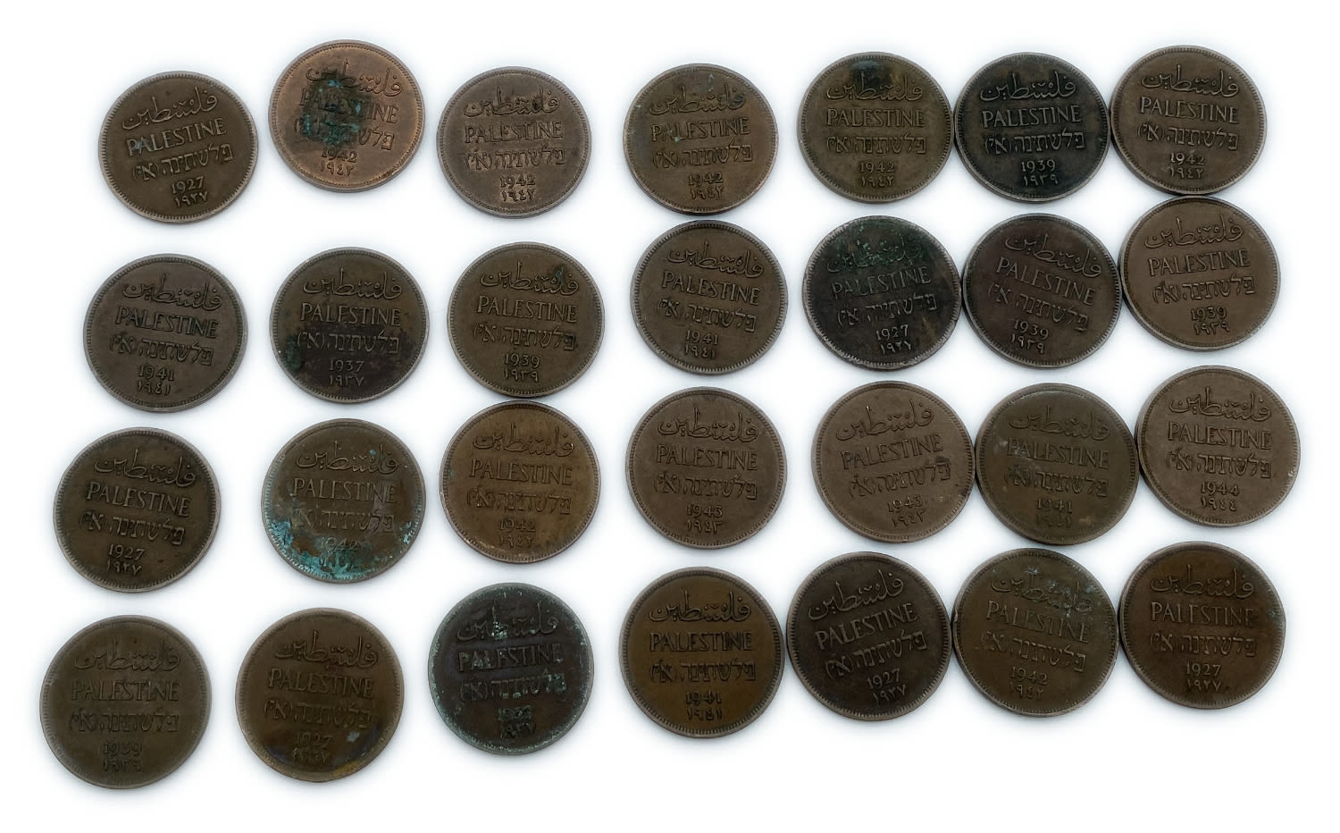Palestine - Lot of 28 coins of 1 Mils - Diffrent Years - VF
Mil, was the Hebrew name of the coin ... - 1 0