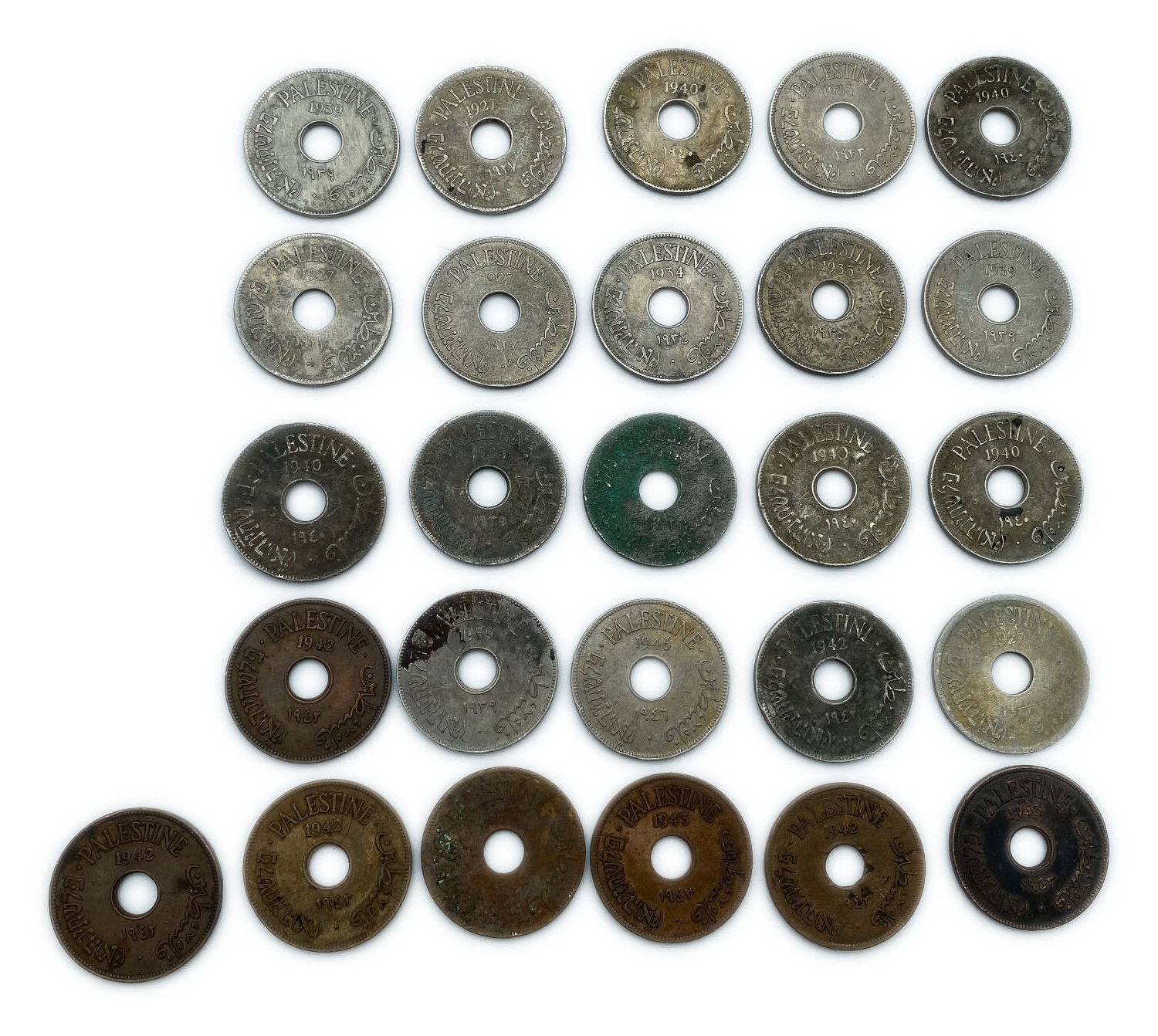 Palestine - Lot 26 Coins of 10 Mils Different years - F-VF
MIL, was the Hebrew name of the coin that ... - 1 0