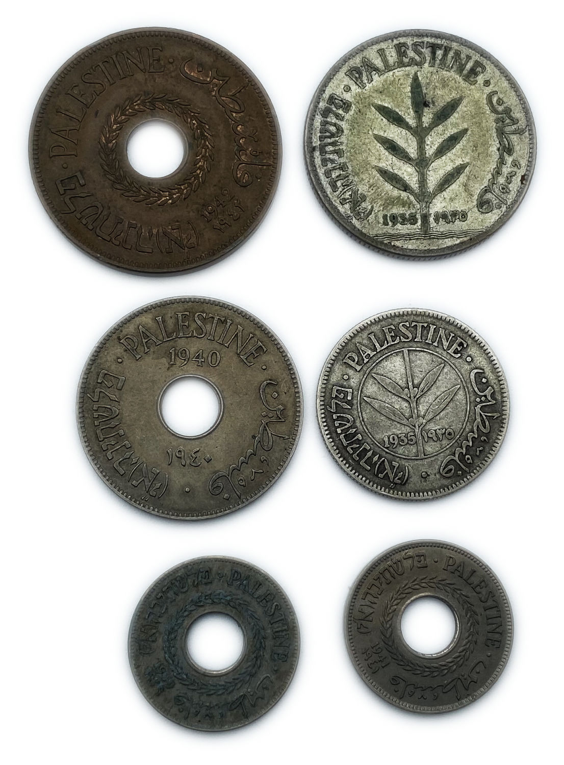 Palestine - Lot of 6 mandate coins in different denominations and different years - F-VF
5 mill 1939 ... - 1 0