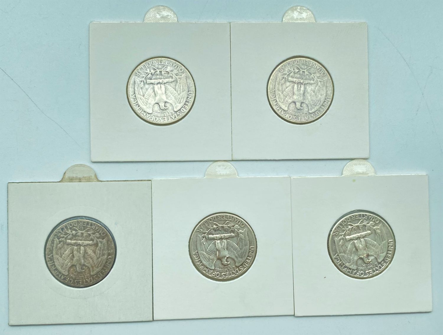 USA - Lot of 5 coins, 1/4 Dollar 1942, 1943, 1945, 1954, 1958 - F-VF
Obverse
The portrait of ... - 1 1