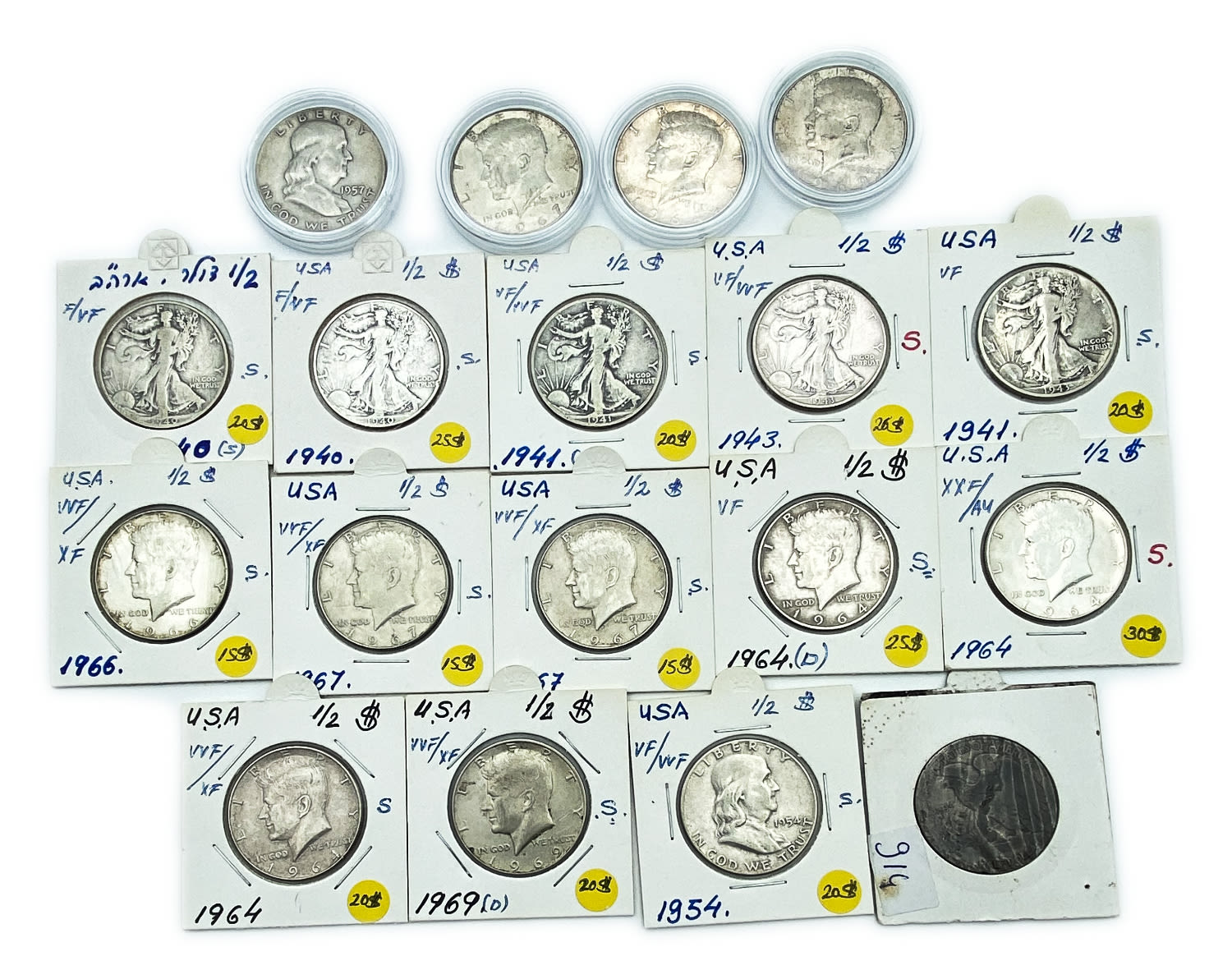 USA - Set of 18 coins 1/2 dollar - Various years - Made of silver - F-XF - 1 0