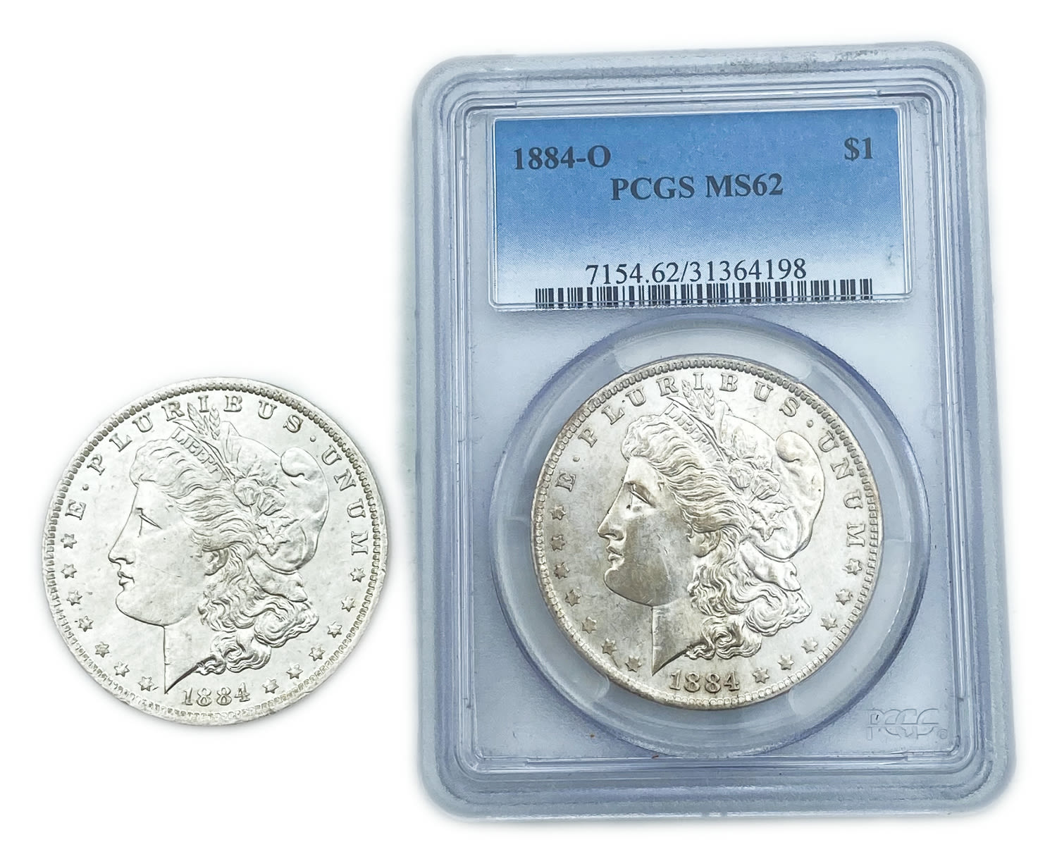 USA - Lot of 2 coins of 1 Morgan Dollar 1884 - Mint mark "O" - Silver
The Morgan dollar was a United ... - 1 0